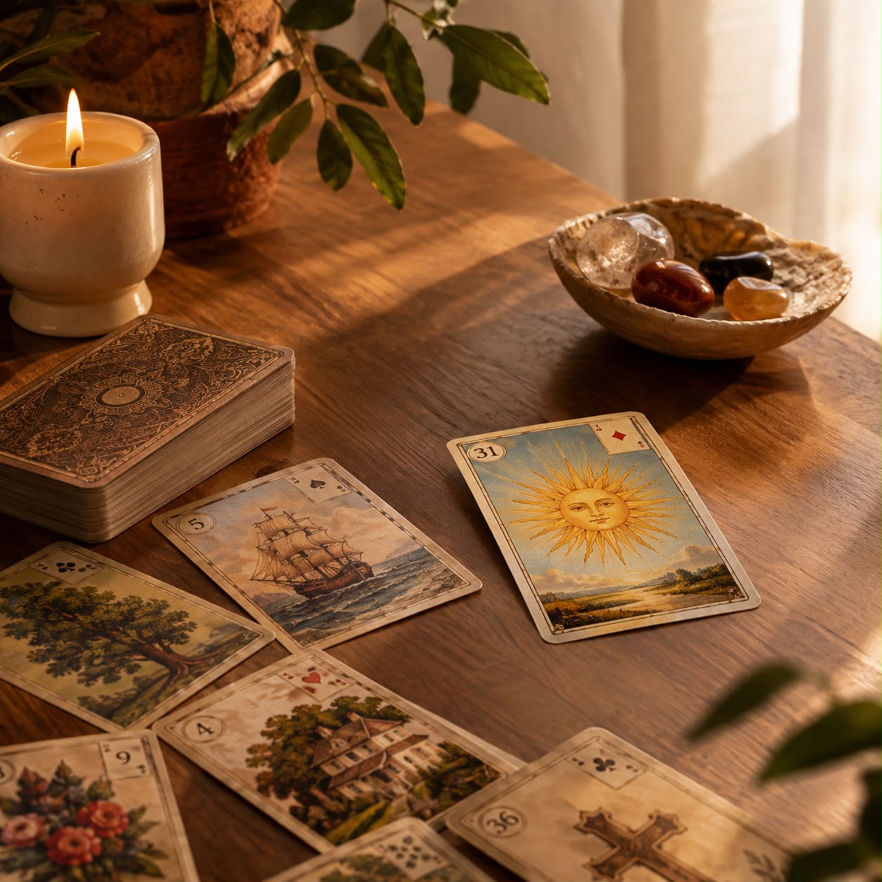 Mesa simbólica relacionada à espiritualidade